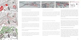 46 47
Efficient land use and urban renewal
The concept is focusing on the effective land use planning. Nowadays
the zone is largely occupied by the parking lot. The new multi storey
parking building solves the problem with an extension parking capacity
and providesefficientland use. Thissolutionwill releaselarge areasthat
can be used as industrial zone for light manufacturing and sales.
A new commercial zone will grow next to the metro station and the bus
station situated in the renewal area of the existing building. Part of the
old industry building will be demolished and a valuable building will be
renovated. The zone will also contain public spaces with greenery and
occasional market space.
Urban renewal is focused on the current residential building and build-
ing blocks that has law condition for housing. The reconstruction of the
building should follow the rule - reorientation the interior housing spaces
to the protected and quiet area (courtyard and backyard with gardens
and trees).
Restoration of native pedestrian trails and connecting the zone with sur-
rounding neighbourhoods
New pedestrian bridges and trails for walkers and cyclists will connect
the zone with surrounding neighbourhoods. The trails run beside the
roads because of safety reasons. The new suspended bridge takes ad-
vantage of current elevated metro structure.
Improving living conditions and environment
Harmful exhaust fume, noise pollution, dust, contaminated rain water
and polluted soil, transforms this area in a really unpleasant residential
area. A new solution of tree belts incorporated into free area between
highroadswillbalanceallnegativeenvironmentalimpacts.Newplanted
trees will serve as natural air, soil, water and acoustic filter.
Utilização efeciente de terrenos e renovação urbana
O sucesso da proposta depende primodialmente em libertar a área
pública da ocupação dos carros. O parque de estacionamento ex-
istente não tem capacidade suficiente para o aumento da quantidade
dos veículos, desta maneira os motoristas optam por estacionar em ter-
renos abandonados, criando a desordem na zona. A construção de um
edifício parque de estacionamento, com vários andares, fazendo o uso
eficiente do espaço; esta solução vai libertar grandes áreas que podem
ser utilizadas para criar uma zona industrial ou para varejo.
Uma nova zona comercial vai crescer junto á estação de metrô e de
ônibus,situadaemáreaderenovaçãodoedifícioexistente,partedesse
edifício vai ser demolido e a outra será completamente renovada. O es-
paço público vai possuír bancos e elementos naturais proporcionando
ao local mais conforto.
O foco da renovação urbana são os blocos de edifícios existentes,
protegidos por leis de direito á habitação muito rígidas, diificultando a
ação. A reconstrução dos edifícios deverão seguir as regras de reorien-
tação dos espaços interiores, virados para a zona mais calma e prote-
gida do exterior, os páteos ajardinados das traseiras dos edifícios. Para
evitar os efeitos negativos dos corredores de elevado tráfego perto dos
pedestres, vão ser extendidos e renovados os jardins com vegetação
terrestre e arbórea.
Renovaçãodos trilhos pedestres e conexãocom as zonas circundantes
Oferecer às pessoas que diariamente se dirigem para a estação de
metrô,alternativasviáveiscomocaminhar,andardebicicletaoumesmo
partilha de carro (car-sharing), serão criadas novas ciclovias e pontes
aéreas conectando as zonas circundantes, por razões de segurança as
novas trilhas serão construídas paralelas á via principal. O conceito tira
vantagem da estrutura elevada da atual estação de metrô.
Melhoria da qualidade de vida e do meio-ambiente
Devido á forte exaustão de gases nocivos provenientes do forte tráfego,
a poluição sonora, solo poluído, esta área é considerada pouco atra-
tiva para se habitar. Soluções para renovação do ar e melhoria geral
da qualidade do meio-ambiente poderia tornar esta zona mais atraente
para os habitantes, neste projeto é proposto um novo cinto arbóreo in-
corporado na área livre entre as estradas, irá equilibrar os impactos
ambientaisnegativos, funcionarácomo filtro de ar e de poluiçãosonora,
bem como melhorará o aspeto vizual.
 
