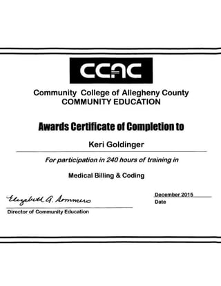 Certificate Medical Coding