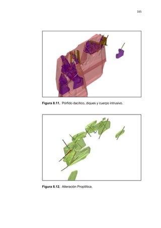 165
Figura 8.11. Pórfido dacítico, diques y cuerpo intrusivo.
Figura 8.12. Alteración Propilítica.
 