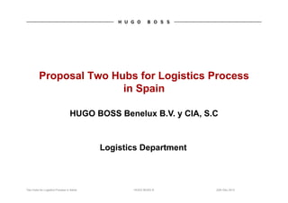 Two Hubs for Logistics Process in Iberia HUGO BOSS © 22th Dec 2012
Proposal Two Hubs for Logistics Process
in Spain
HUGO BOSS Benelux B.V. y CIA, S.C
Logistics Department
 