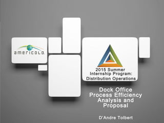 Confidential & Proprietary ©
1
2015 Summer
Internship Program:
Distribution Operations
Dock Office
Process Efficiency
Analysis and
Proposal
D’Andre Tolbert
 