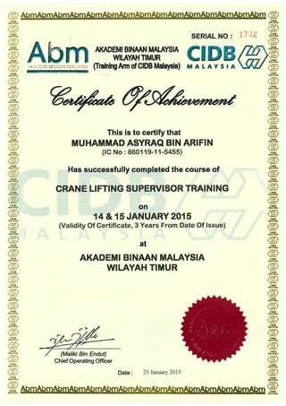 Lifting Certificate