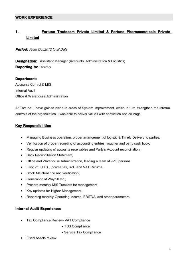 Covering letter for resume of chartered accountant