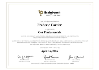 Frederic Cartier
C++ Fundamentals
April 16, 2016
11981686
 