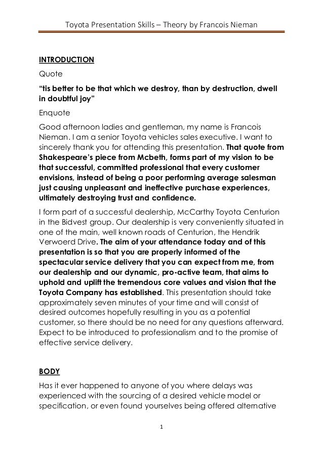 toyota presentation skills theory - francois nieman toyota presentation skills theory - francois nieman, Presentation templates