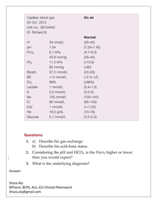 Shaza Aly
BPharm, BCPS, ALS, ICU Clinical Pharmacist
Shaza.aly@gmail.com
Answer:
 