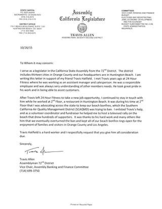 Travis Allen letter