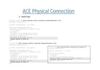 ACE Physical Connection
 Switch Side
 