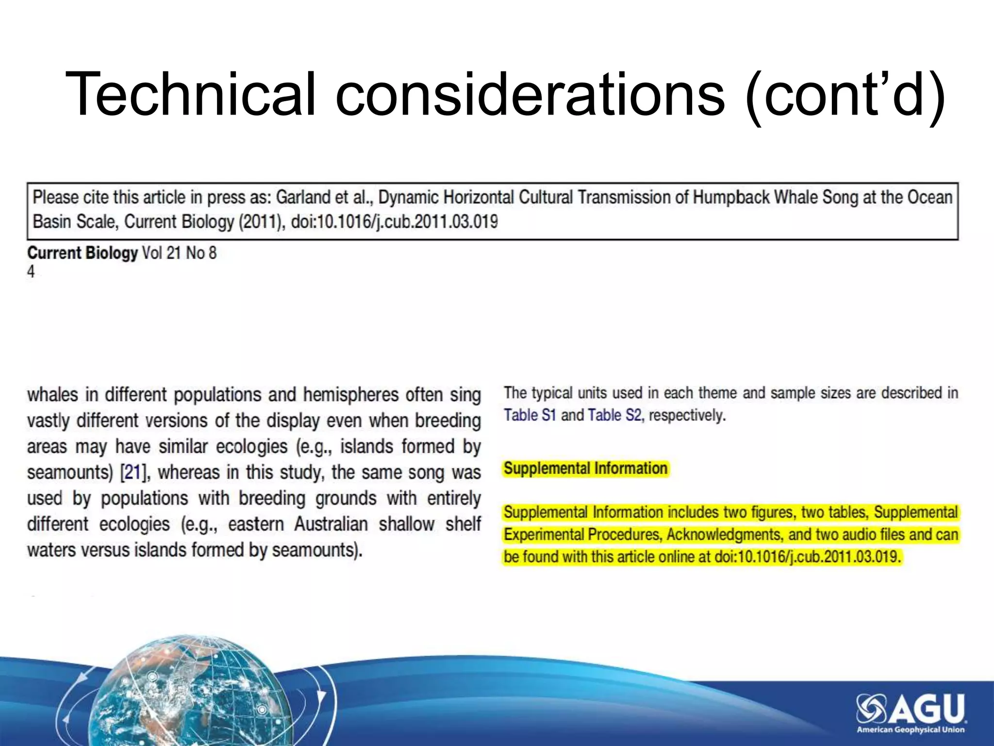 Technical considerations (cont’d)
 