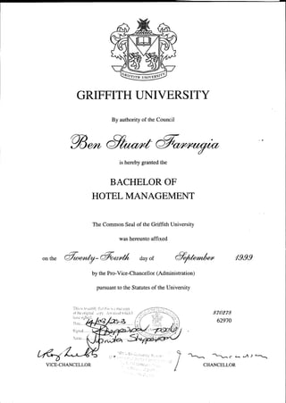 Bens Uni Certificate