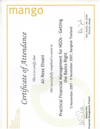 MANGO Training Certificate