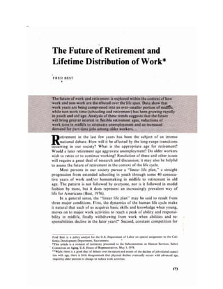 Future of Retirement and Worklives, Aging and Work