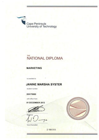 National Diploma JM Syster