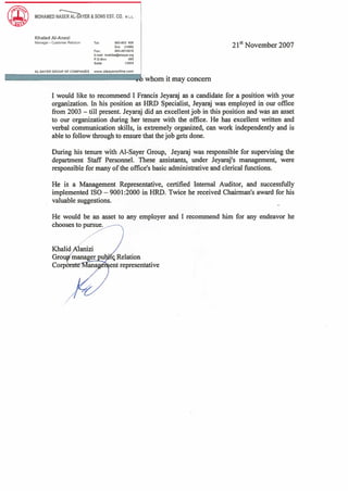 Reference Letter by GM-PR