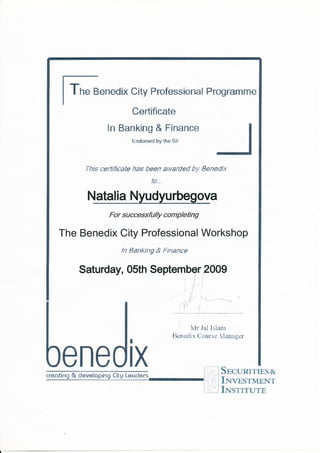 Benedix Certificate