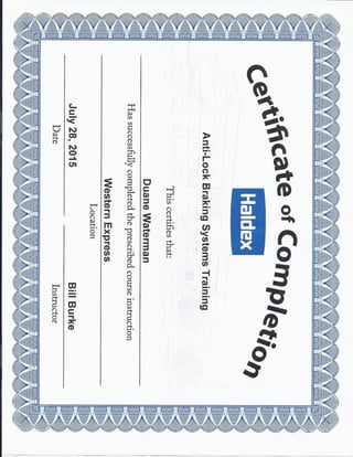 Haldex Certificate Braking Sys