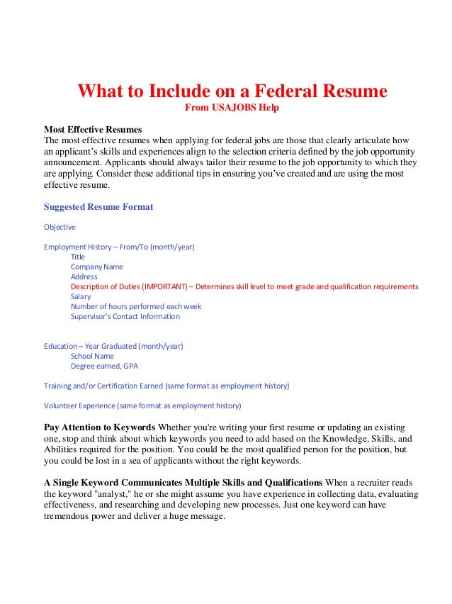 I need help writing a federal resume