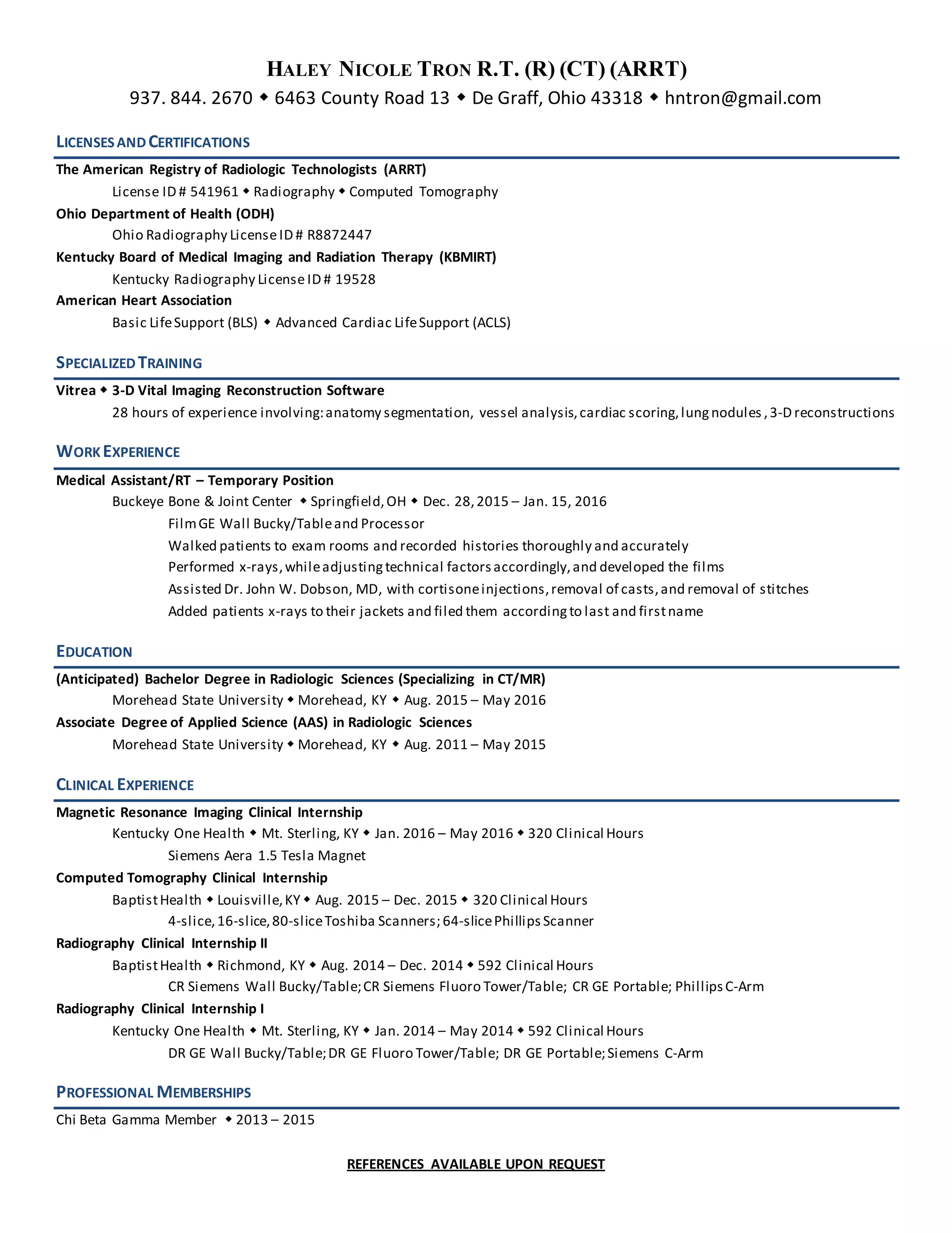 Haley Tron Resume PDF