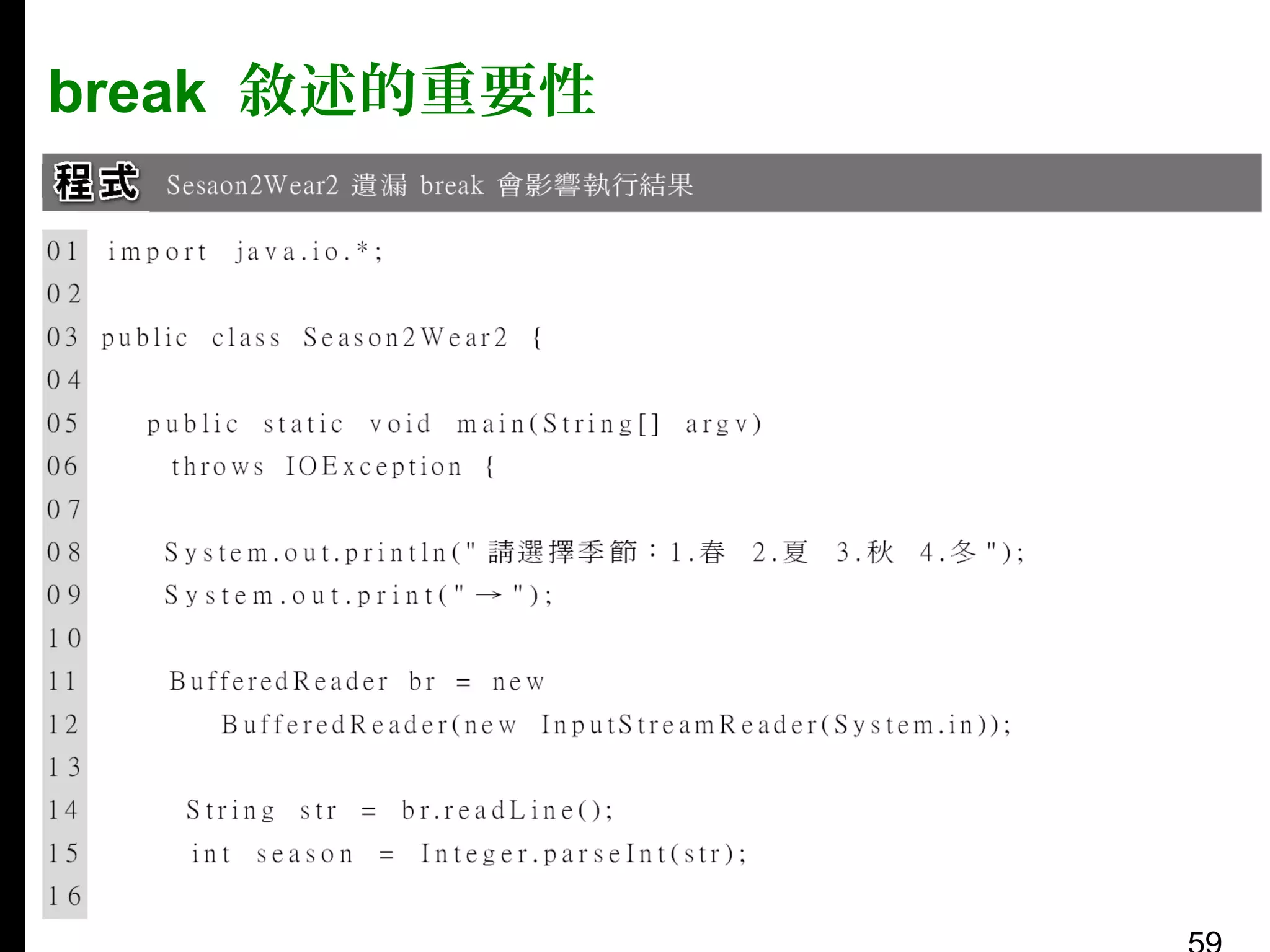 break 敘述的重要性

 