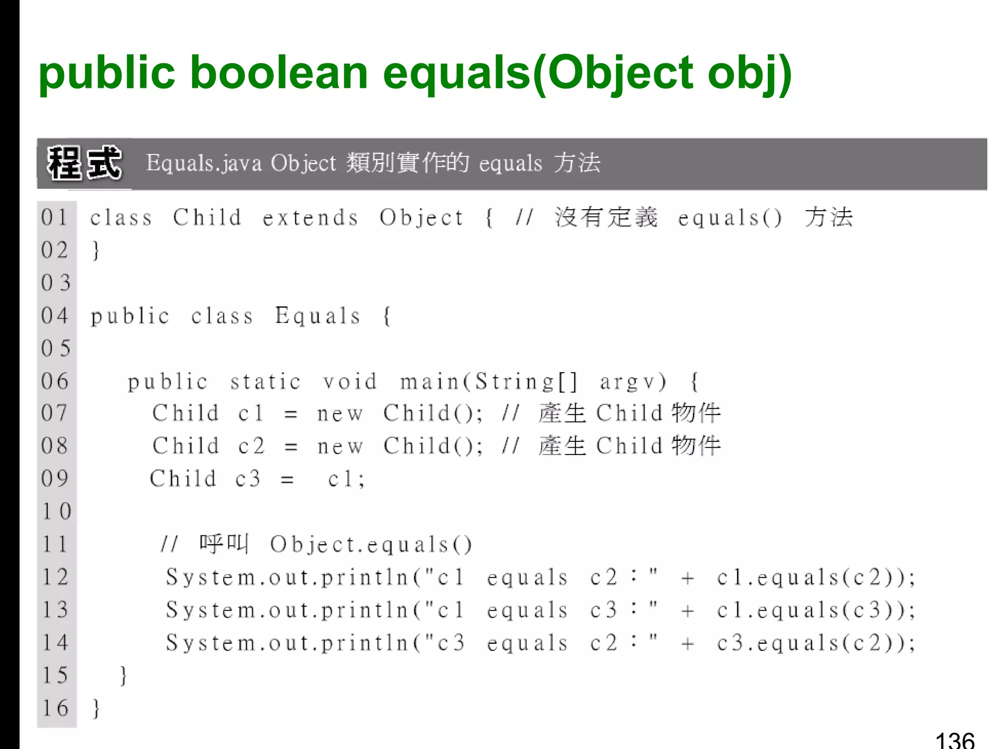 public boolean equals(Object obj)

 