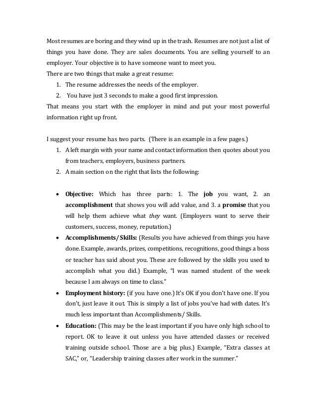 things to have on a resumes