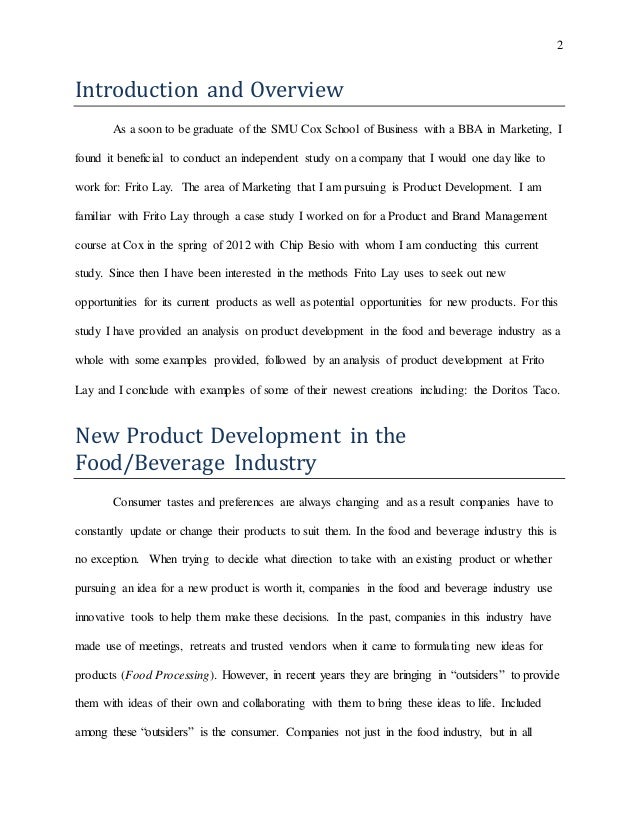 Analysis on Product Development in the Food and Beverage Industry and…