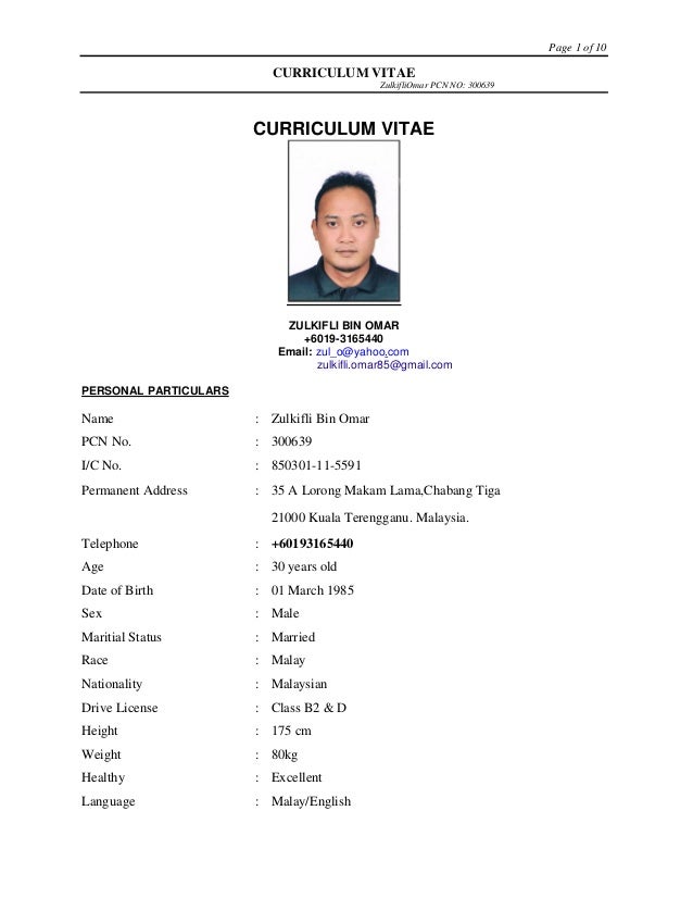 Contoh Curriculum Vitae Malaysia Terbaru Download Barisan Contoh