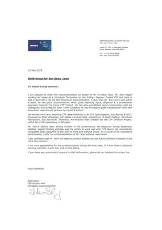 Recommendation letter from INPEX