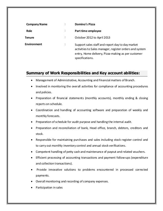 Order resume online dominos