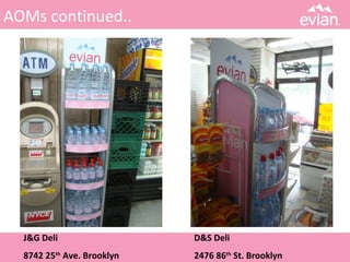 AOMs continued..
J&G Deli
8742 25th
Ave. Brooklyn
D&S Deli
2476 86th
St. Brooklyn
 