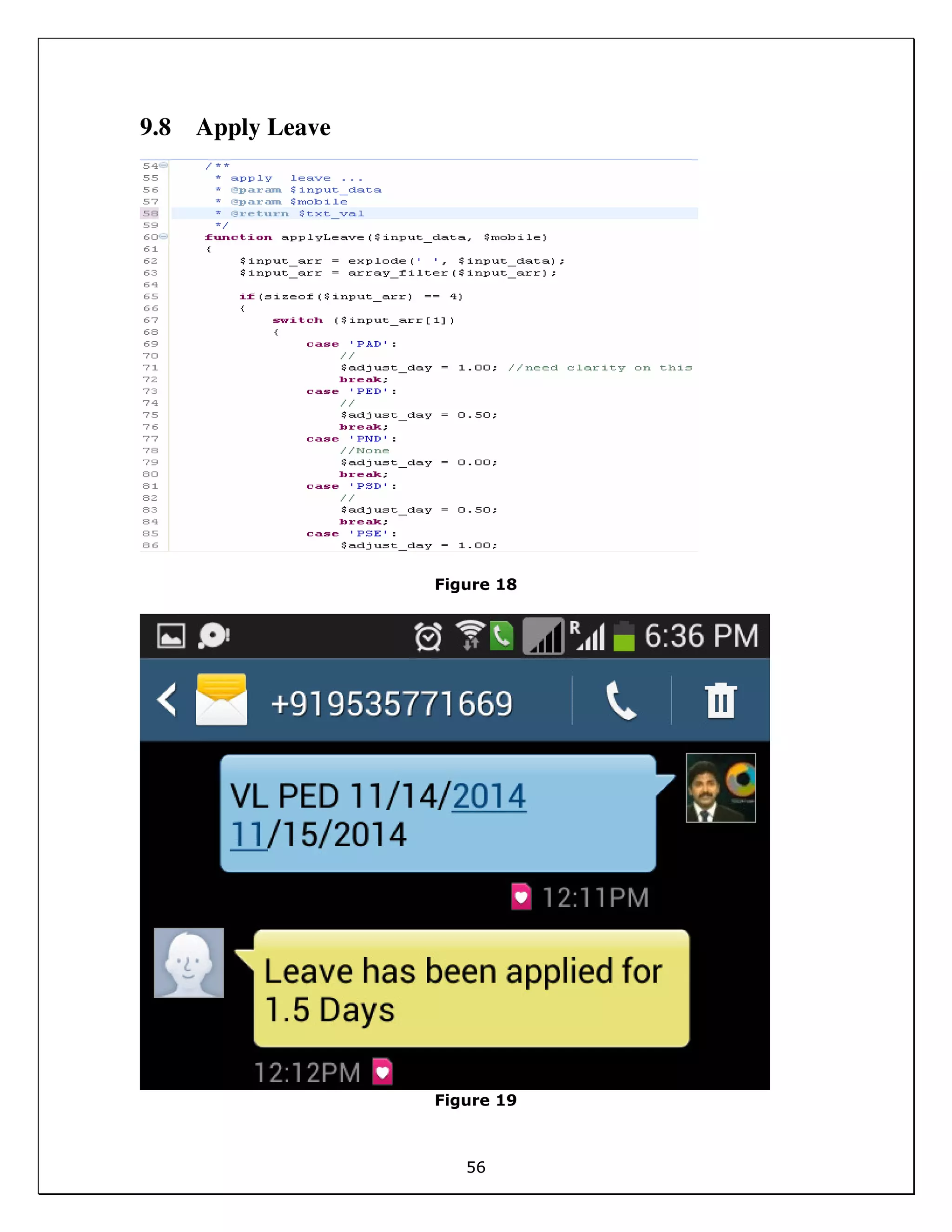 56
9.8 Apply Leave
Figure 18
Figure 19
 
