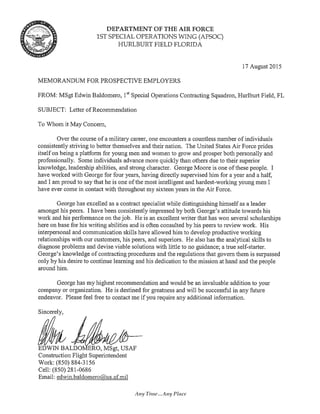 Letter of Recommendation MSgt Baldomero