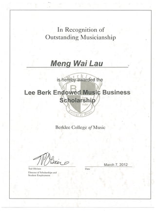 Lee Berk Scholarship 2012