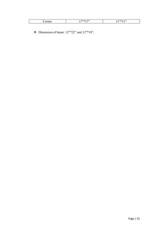 Page | 55
Corner 17”*17” 11”*11”
 Dimension of beam: 12”*22” and 12”*18”.
 