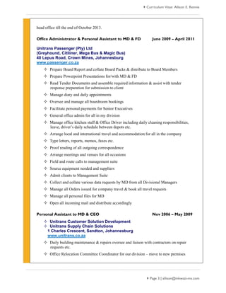 Allison Rennie CV- AE Rennie Sept 2015 | PDF | Business Banking & Finance | Business