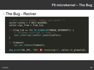11/25/16 68
F9 microkernel – The Bug
The Bug - Reciver
 