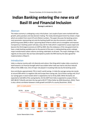 Indian Banking entering the new era of Basil III and Financial Inclusion