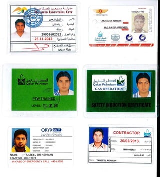 QATAR Plants ID Cards & Professional Trainings Certificate