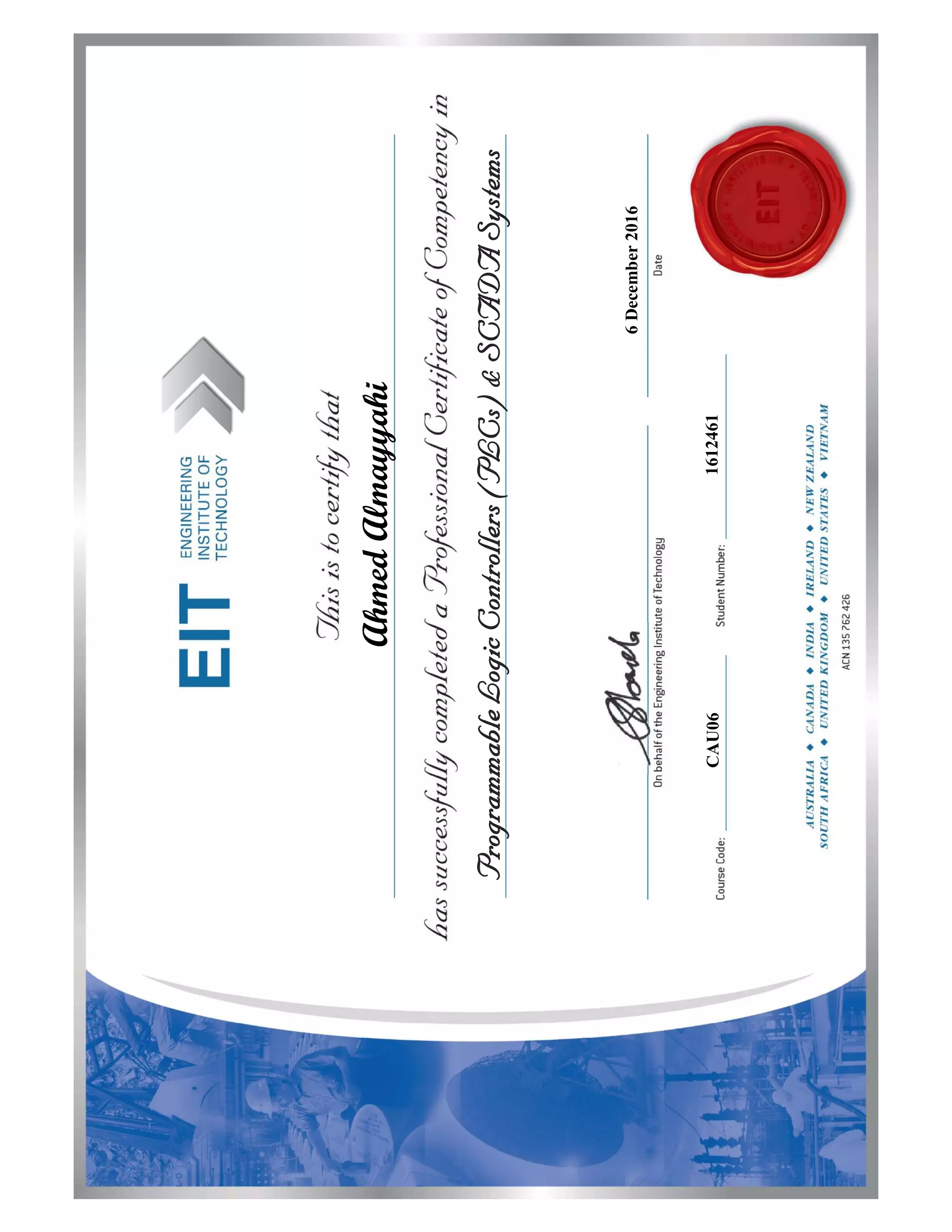 SCADA and PLC certification PDF SCADA and PLC certification PDF