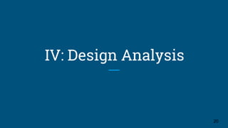 IV: Design Analysis
20
 