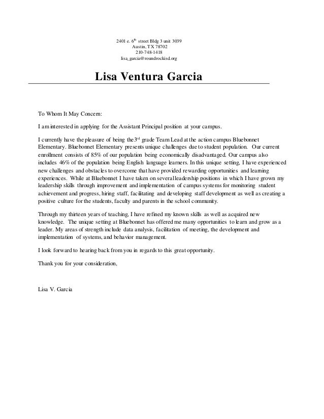 ap letter of interest letter of interest assistant principal