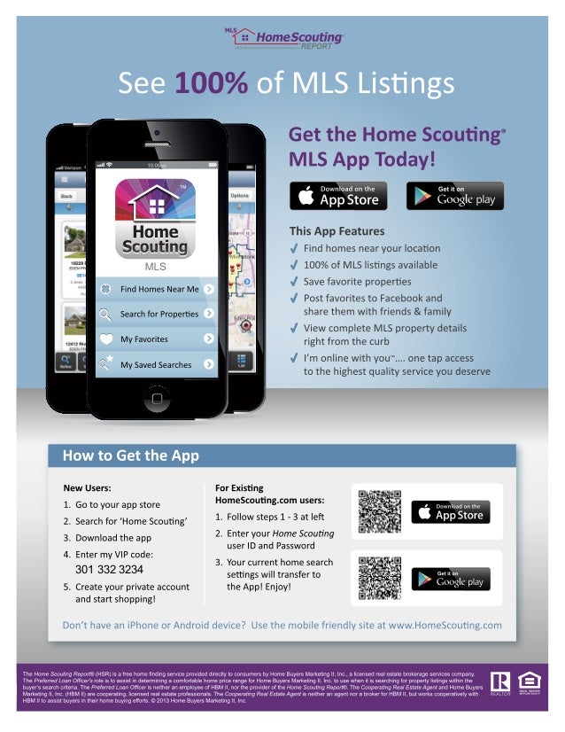 home scouting app and vip code flyer
