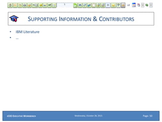 SUPPORTING INFORMATION & CONTRIBUTORS
• IBM Literature
• …
Wednesday, October 28, 2015ECIO EXECUTIVE WORKBENCH Page: 50
 