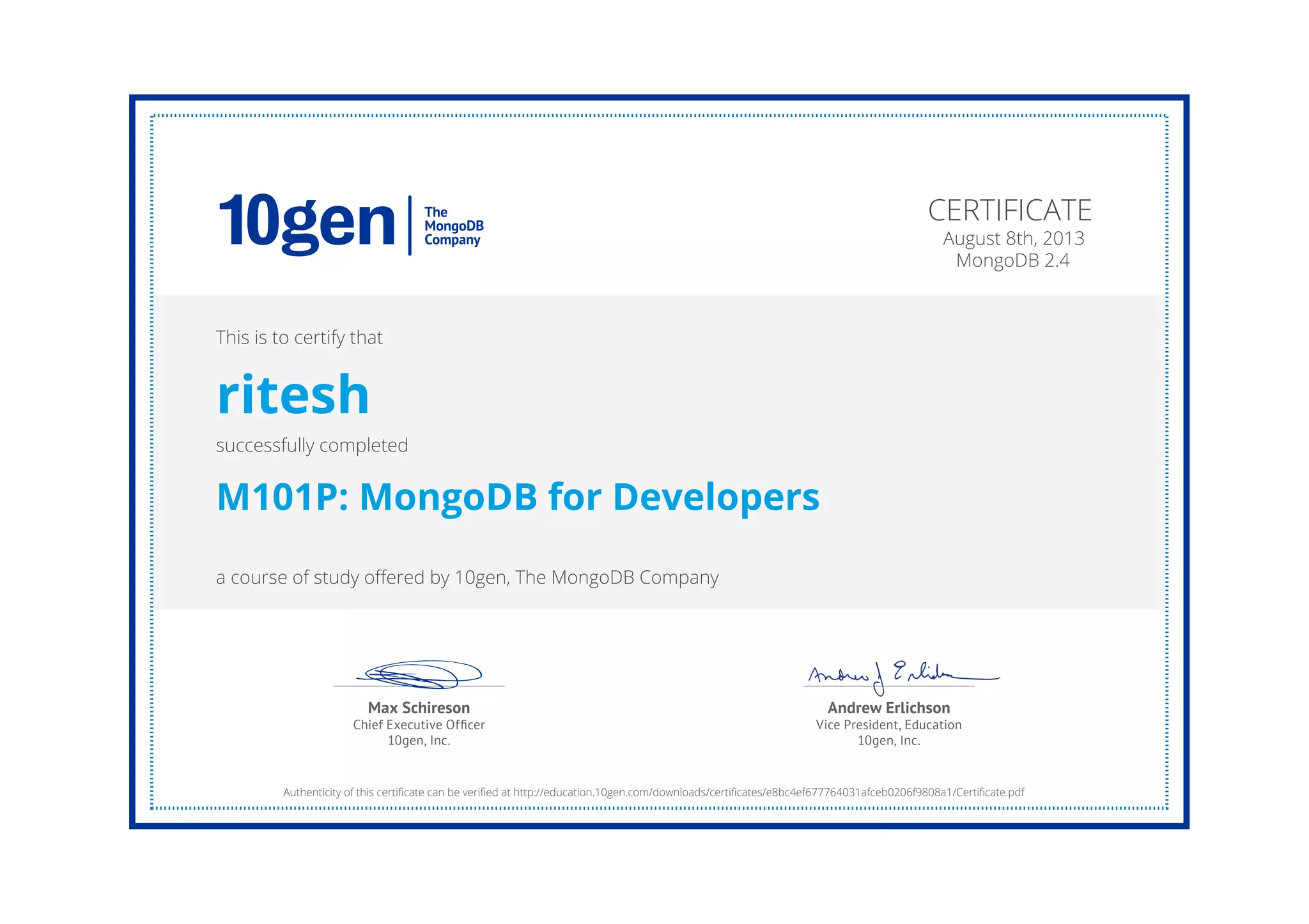 Mongodb Certificate | PDF