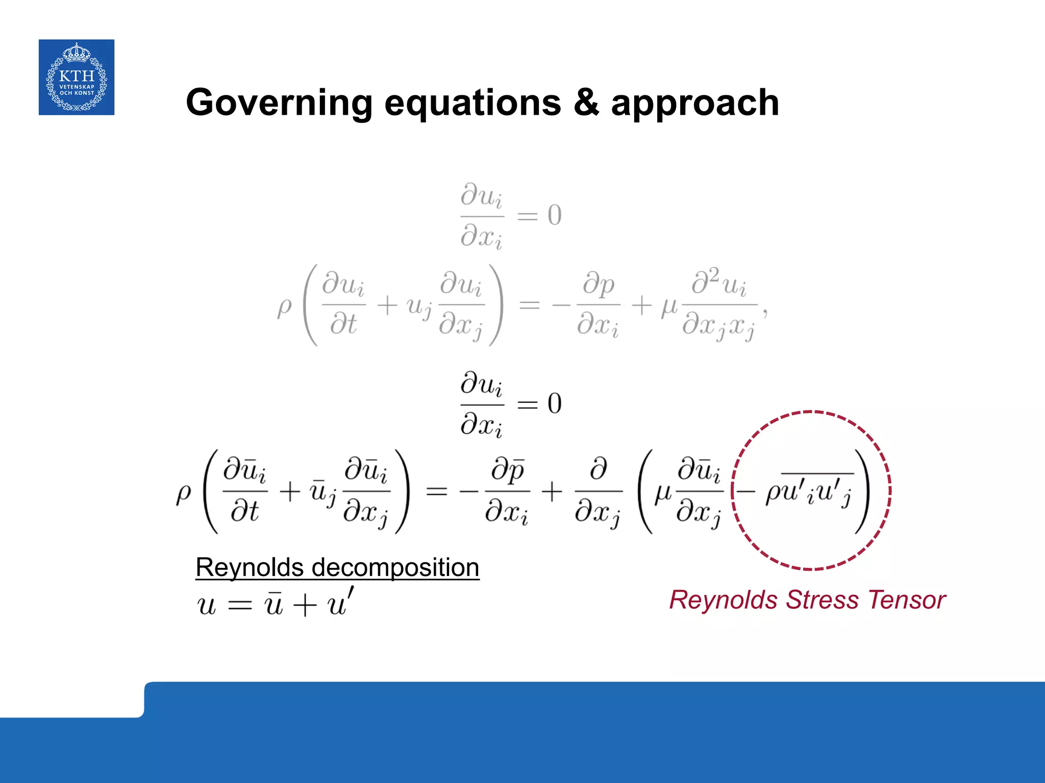 Governing equations & approach
Reynolds Stress Tensor
Reynolds decomposition
 