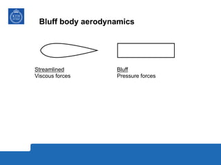 Bluff body aerodynamics
Streamlined
Viscous forces
Bluff
Pressure forces
 