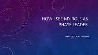 HOW I SEE MY ROLE AS
PHASE LEADER
MY VISION FOR THE FIRST YEAR
 