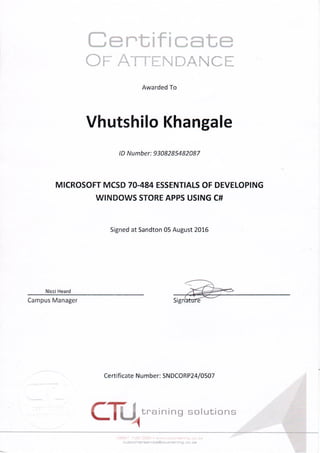 Chilli CTU Certificate of Attendance 1