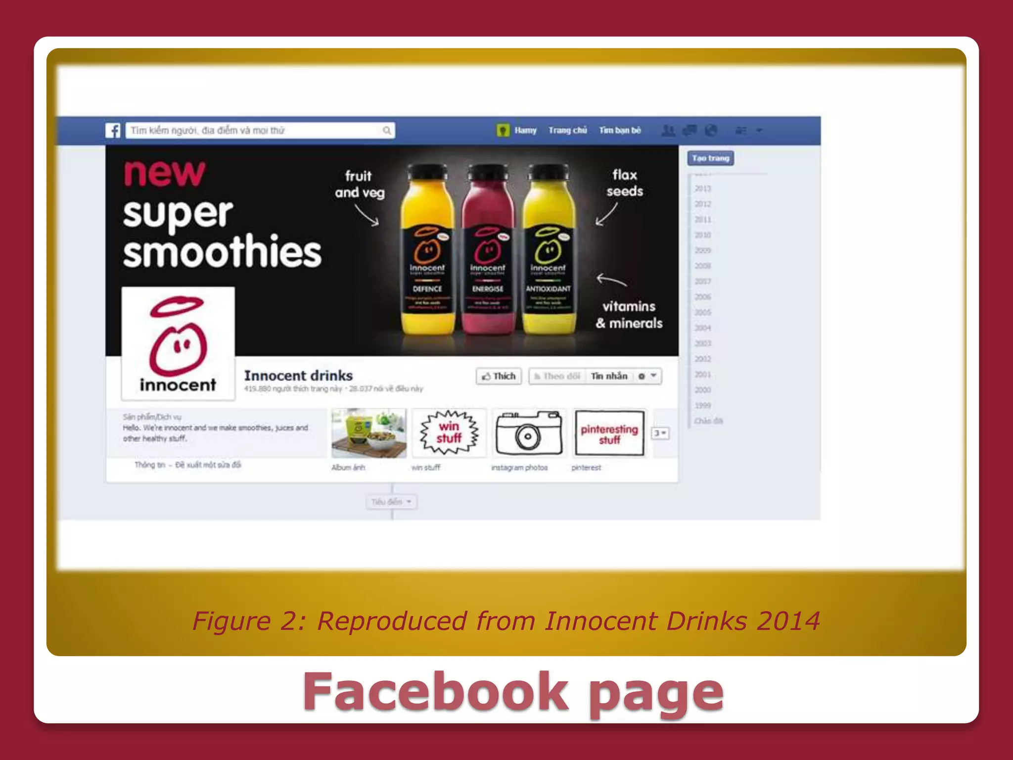 Facebook page
Figure 2: Reproduced from Innocent Drinks 2014
 