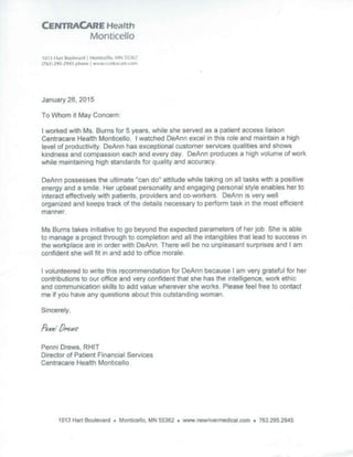 Reference Letter from Penni Drews